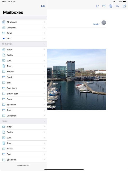 Press the required email account.