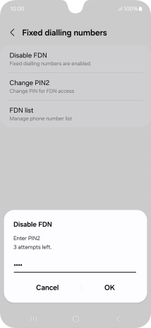 Key in your PIN2 and press OK.