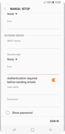If you turn on SMTP authentication, press the field below If you turn on SMTP authentication, press the field below