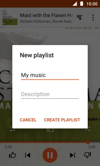 Key in a name for the playlist and press CREATE PLAYLIST. Key in a name for the playlist and press CREATE PLAYLIST.
