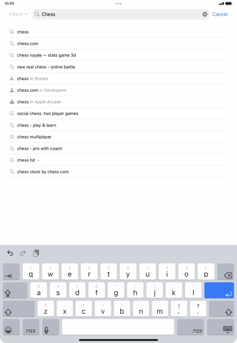 Key in the name or subject of the required app and press enter.