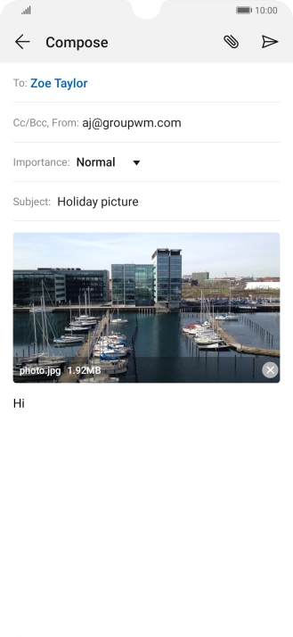 Press the send icon when you've finished your email message. Press the send icon when you've finished your email message.