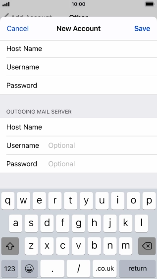 Press Username and key in the username for your email account. Please note that if you're using Vodafone's outgoing server, leave the username field empty.
