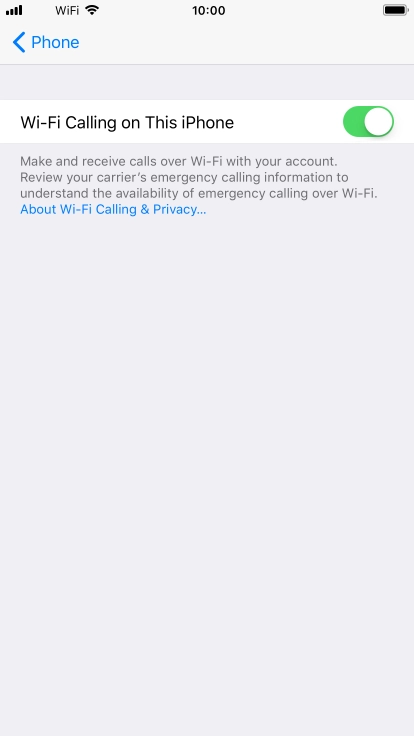 When Wi-Fi calling is active, the text 