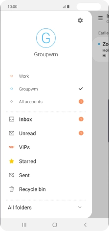 Press the required email account.