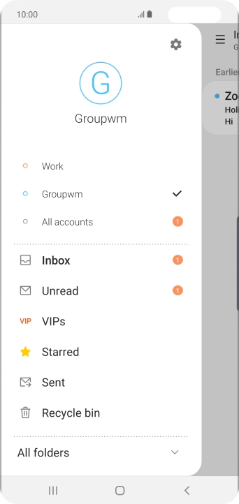 Press the required email account.