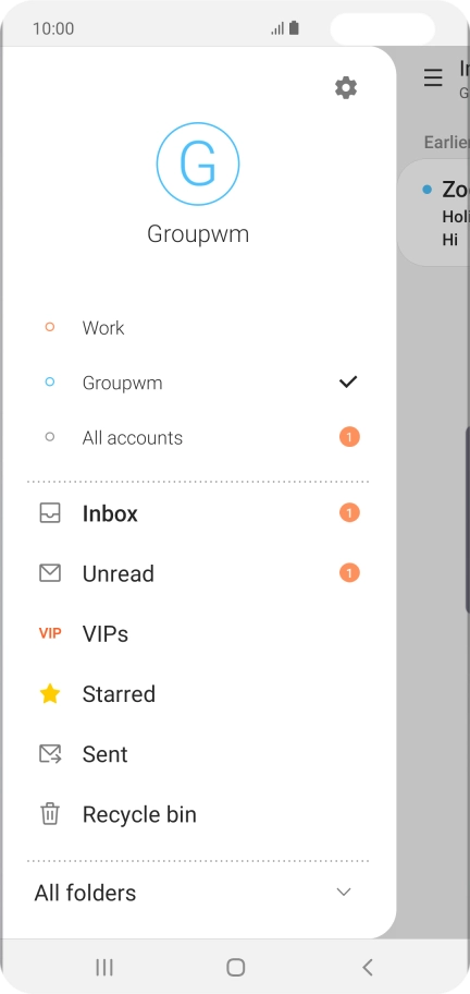 Press the required email account.