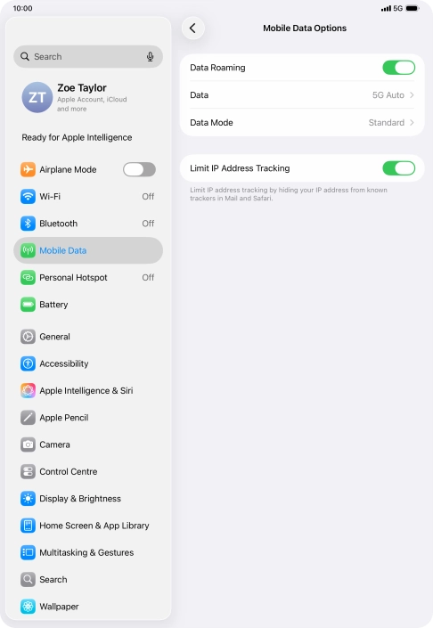 Press Data Mode.