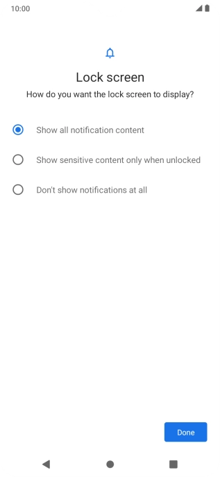 Press the required setting. Press the required setting.