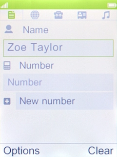 Key in the required name and press the Navigation key.