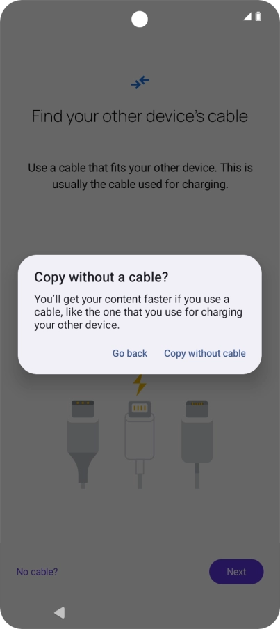 Press Copy without cable. Press Copy without cable.