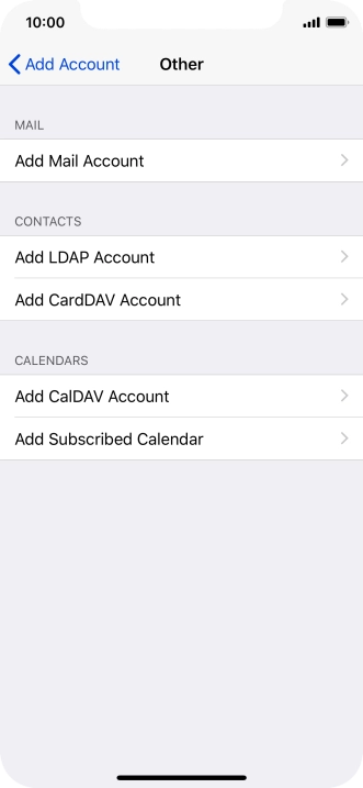 Press Add Mail Account. Press Add Mail Account.