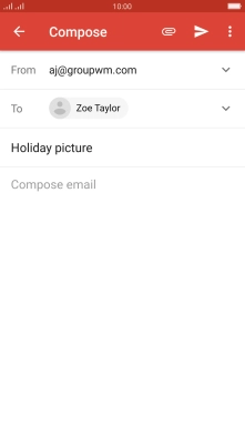Press the text input field and write the text for your email message.