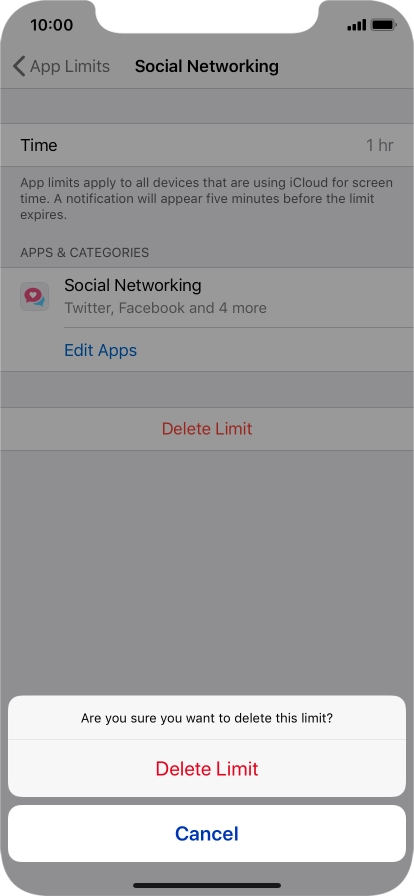 Press Delete Limit.