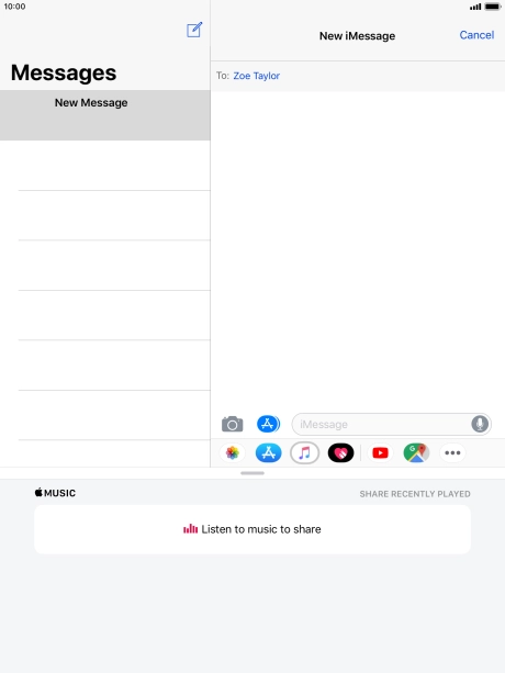 You can also send pictures, video clips, audio files and different effects in your iMessage. Follow the instructions on the screen to send your iMessage with the required content.