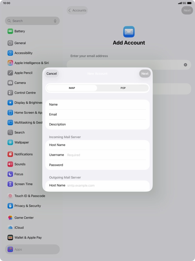 Press IMAP.