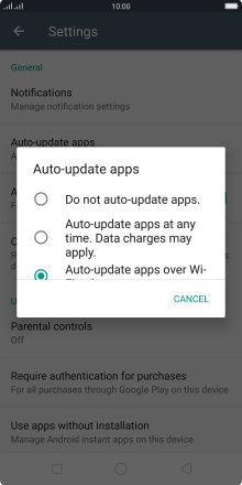To turn off automatic update of apps, press Do not auto-update apps.. To turn off automatic update of apps, press Do not auto-update apps..