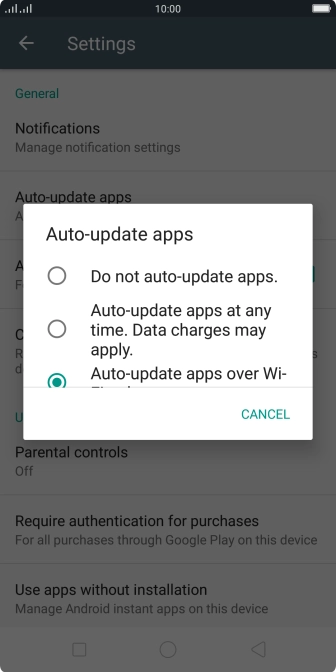 To turn off automatic update of apps, press Do not auto-update apps.. To turn off automatic update of apps, press Do not auto-update apps..