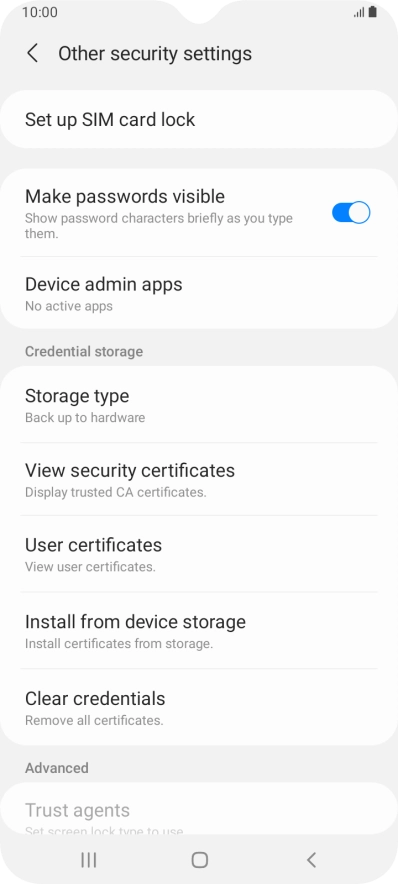 Press Set up SIM card lock. Press Set up SIM card lock.
