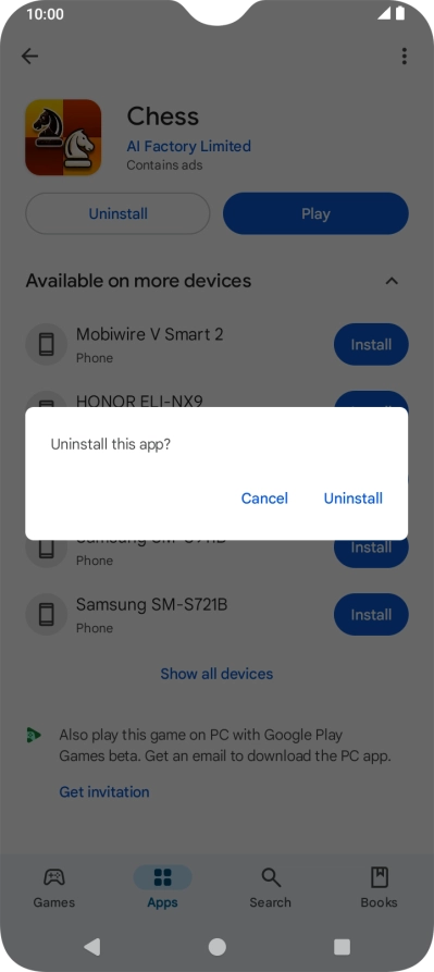 Press Uninstall.