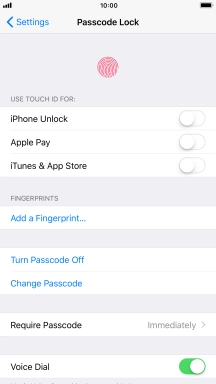 Press Turn Passcode Off and key in the phone lock code.