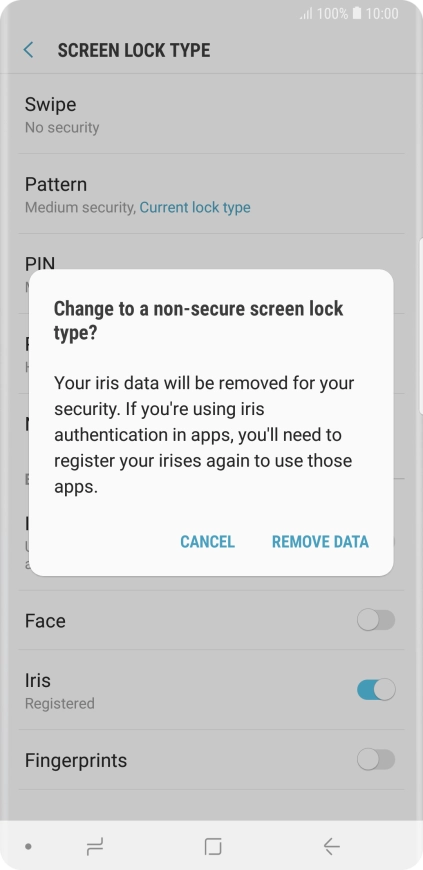 Press REMOVE DATA.