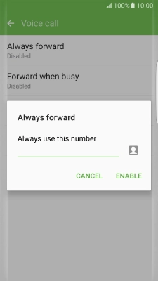 Key in +61414121121 and press ENABLE.