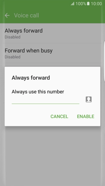 Key in +61414121121 and press ENABLE.