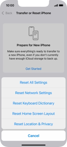 Press Reset All Settings.