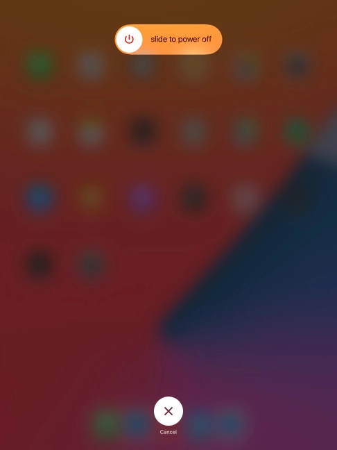Press and drag the power off icon right. Press and drag the power off icon right.