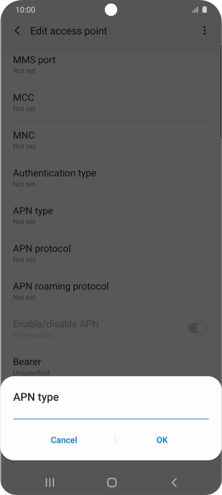 Key in default and press OK.