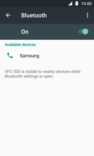 Press the required Bluetooth device and follow the instructions on the screen to pair the device with your phone. Press the required Bluetooth device and follow the instructions on the screen to pair the device with your phone.