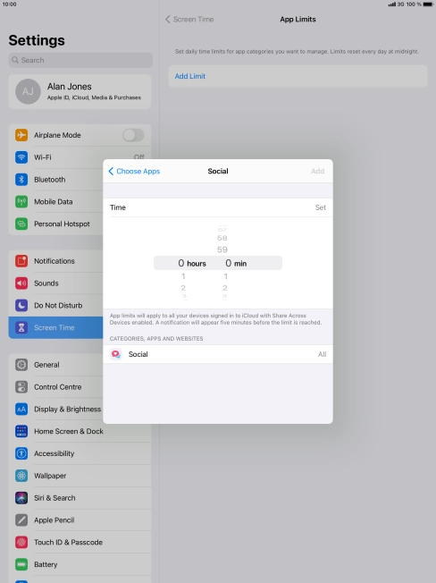 Set the required time limit for use of the selected category. Set the required time limit for use of the selected category.