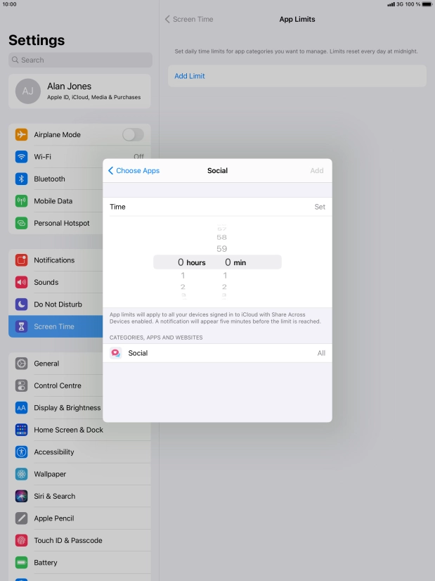 Set the required time limit for use of the selected category. Set the required time limit for use of the selected category.