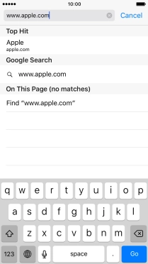 Key in the address of the required web page and press Go.