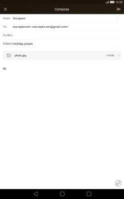 Press the send icon when you've finished your email message.