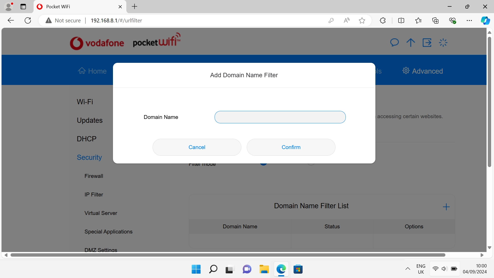 Click Confirm.