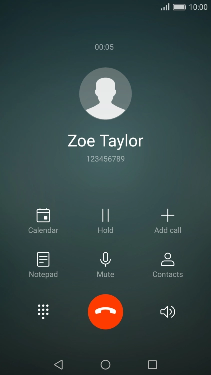 Press the end call icon.