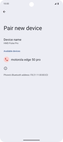 Press the required Bluetooth device and follow the instructions on the screen to pair the device with your phone.