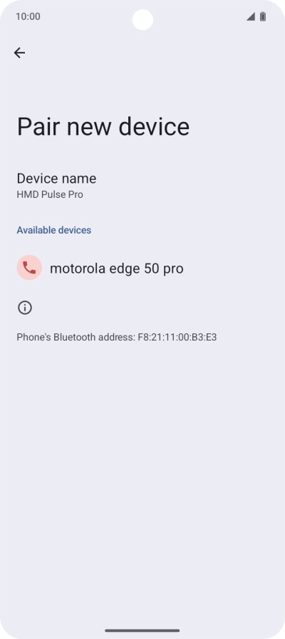 Press the required Bluetooth device and follow the instructions on the screen to pair the device with your phone.