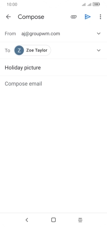 Press the text input field and write the text for your email message. Press the text input field and write the text for your email message.