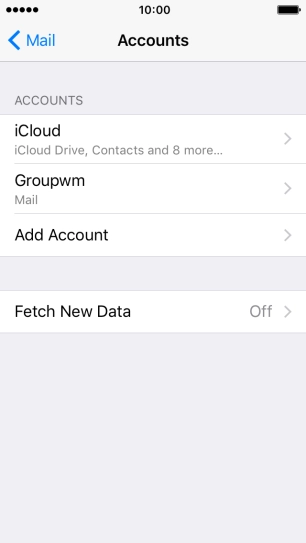 Press the name of the email account you've just set up. Press the name of the email account you've just set up.
