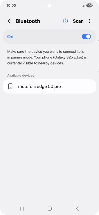Press the required Bluetooth device and follow the instructions on the screen to pair the device with your phone. Press the required Bluetooth device and follow the instructions on the screen to pair the device with your phone.