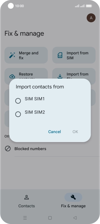 Press the name of the SIM.