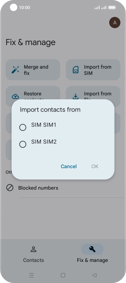 Press the name of the SIM.