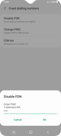 Key in your PIN2 and press OK.