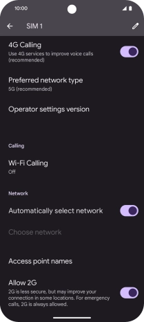 Press Preferred network type.
