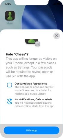 Press Hide App. Press Hide App.
