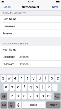 Press Username and key in the username for your email account. Please note that if you're using Vodafone's outgoing server, leave the username field empty.