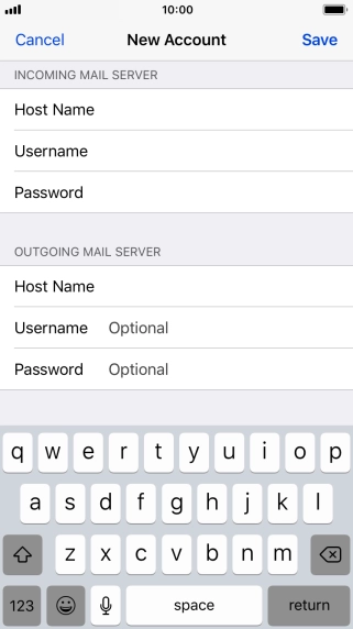 Press Username and key in the username for your email account. Please note that if you're using Vodafone's outgoing server, leave the username field empty.